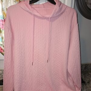 Pink Cable Knit Hoodie